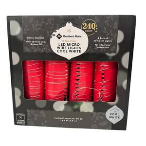 Members Mark LED COOL WHITE 8 function Micro Wire lights timer 4 sets 240 LIGHTS